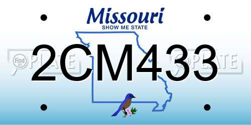 2CM433 Missouri License Plate