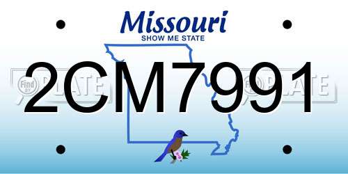 2CM7991 Missouri License Plate