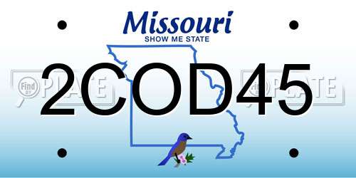 2COD45 Missouri License Plate