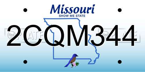 2CQM344 Missouri License Plate