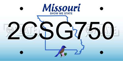 2CSG750 Missouri License Plate