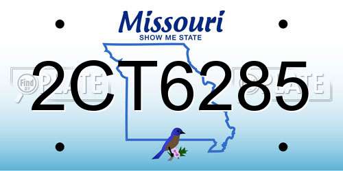 2CT6285 Missouri License Plate