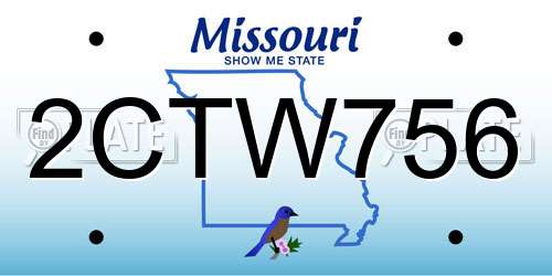 2CTW756 Missouri License Plate