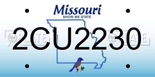 2CU2230 Missouri License Plate