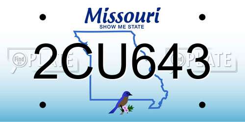 2CU643 Missouri License Plate