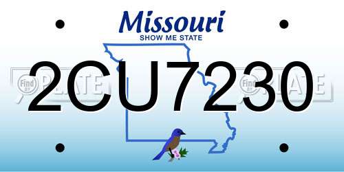 2CU7230 Missouri License Plate