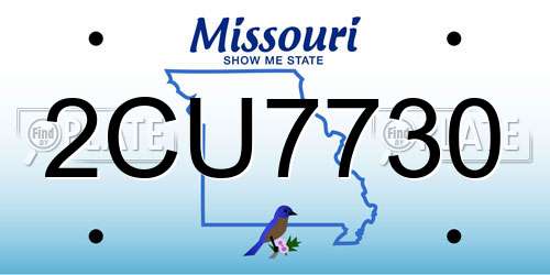 2CU7730 Missouri License Plate