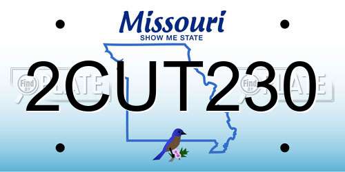 2CUT230 Missouri License Plate