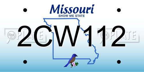 2CW112 Missouri License Plate