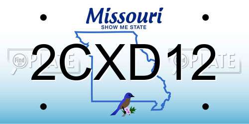 2CXD12 Missouri License Plate