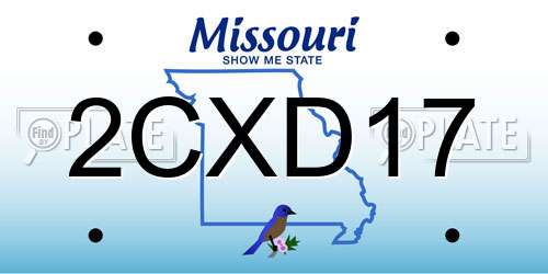2CXD17 Missouri License Plate