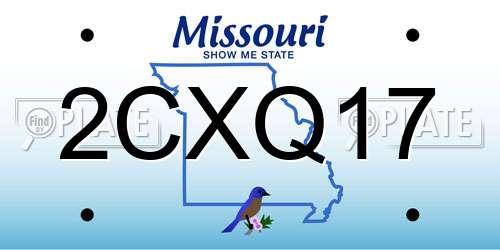 2CXQ17 Missouri License Plate