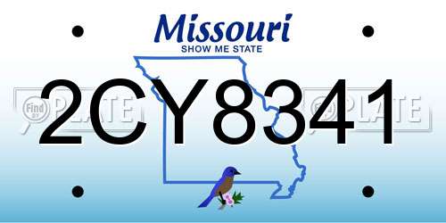 2CY8341 Missouri License Plate