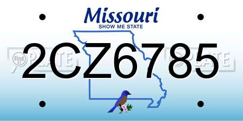 2CZ6785 Missouri License Plate