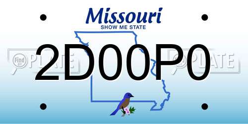2D00P0 Missouri License Plate