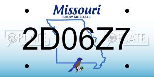 2D06Z7 Missouri License Plate