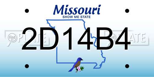 2D14B4 Missouri License Plate