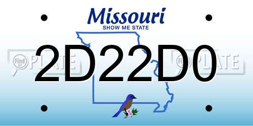 2D22D0 Missouri License Plate