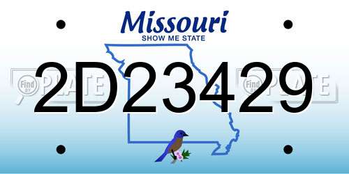 2D23429 Missouri License Plate