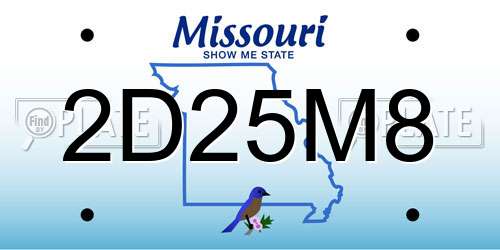2D25M8 Missouri License Plate
