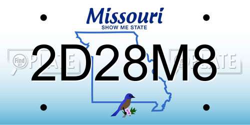 2D28M8 Missouri License Plate