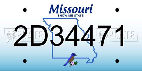 2D34471 Missouri License Plate