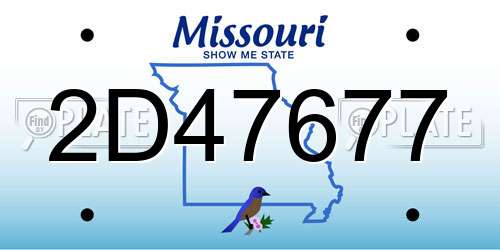 2D47677 Missouri License Plate