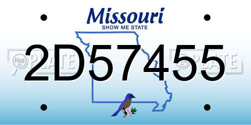 2D57455 Missouri License Plate