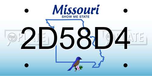 2D58D4 Missouri License Plate