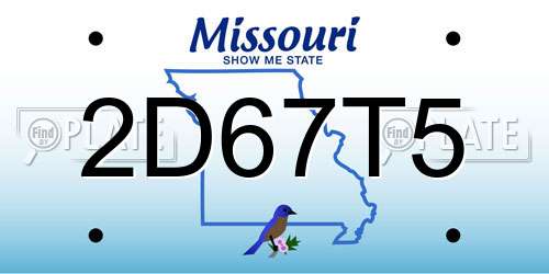 2D67T5 Missouri License Plate