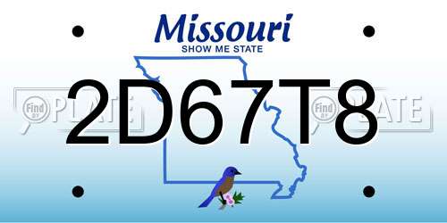 2D67T8 Missouri License Plate