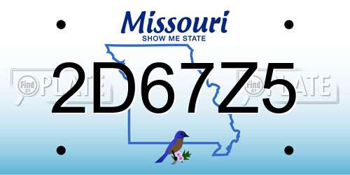 2D67Z5 Missouri License Plate