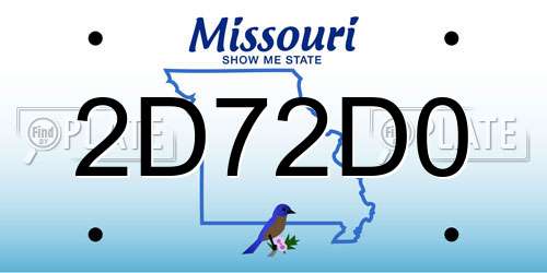2D72D0 Missouri License Plate
