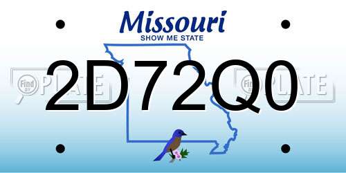 2D72Q0 Missouri License Plate
