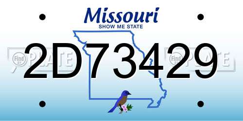 2D73429 Missouri License Plate
