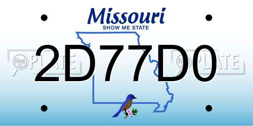 2D77D0 Missouri License Plate