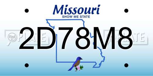 2D78M8 Missouri License Plate