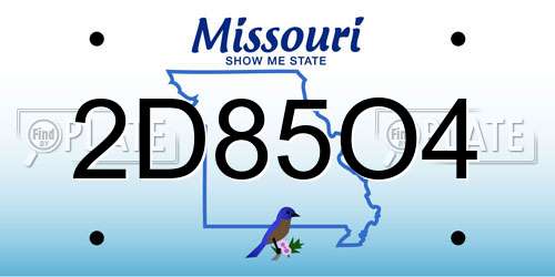 2D85O4 Missouri License Plate