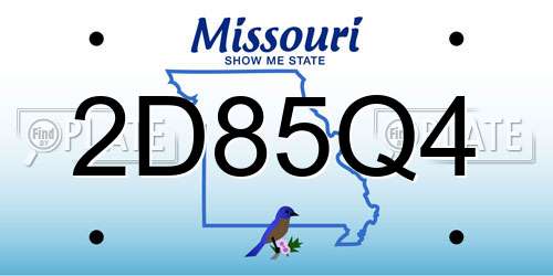 2D85Q4 Missouri License Plate