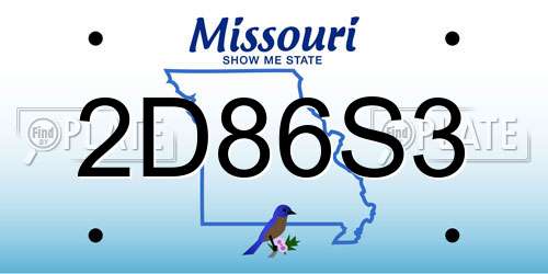 2D86S3 Missouri License Plate