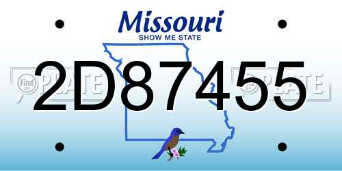 2D87455 Missouri License Plate