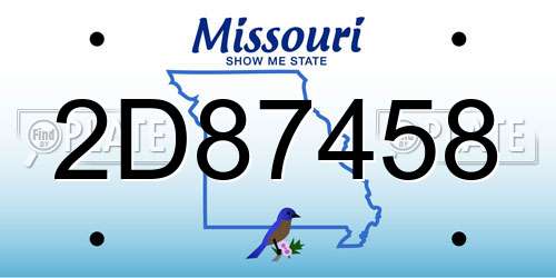 2D87458 Missouri License Plate