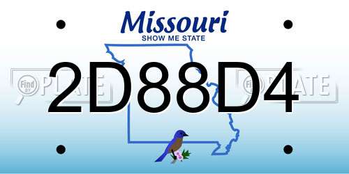 2D88D4 Missouri License Plate