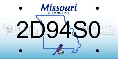 2D94S0 Missouri License Plate