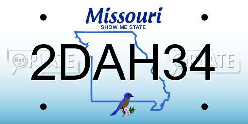 2DAH34 Missouri License Plate