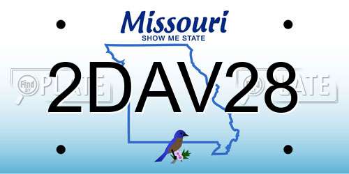 2DAV28 Missouri License Plate
