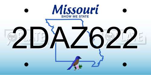2DAZ622 Missouri License Plate
