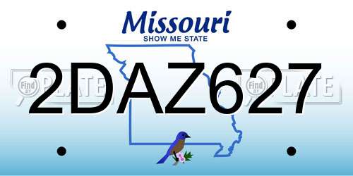 2DAZ627 Missouri License Plate