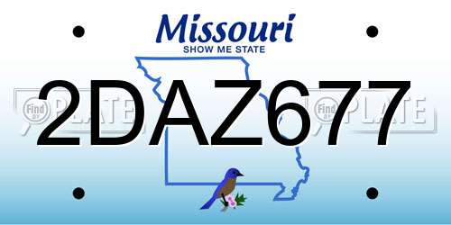 2DAZ677 Missouri License Plate