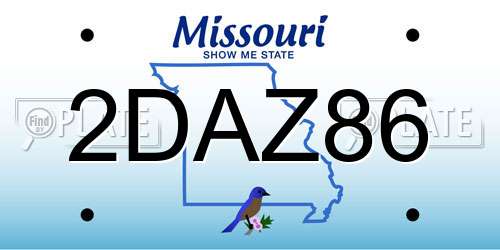 2DAZ86 Missouri License Plate